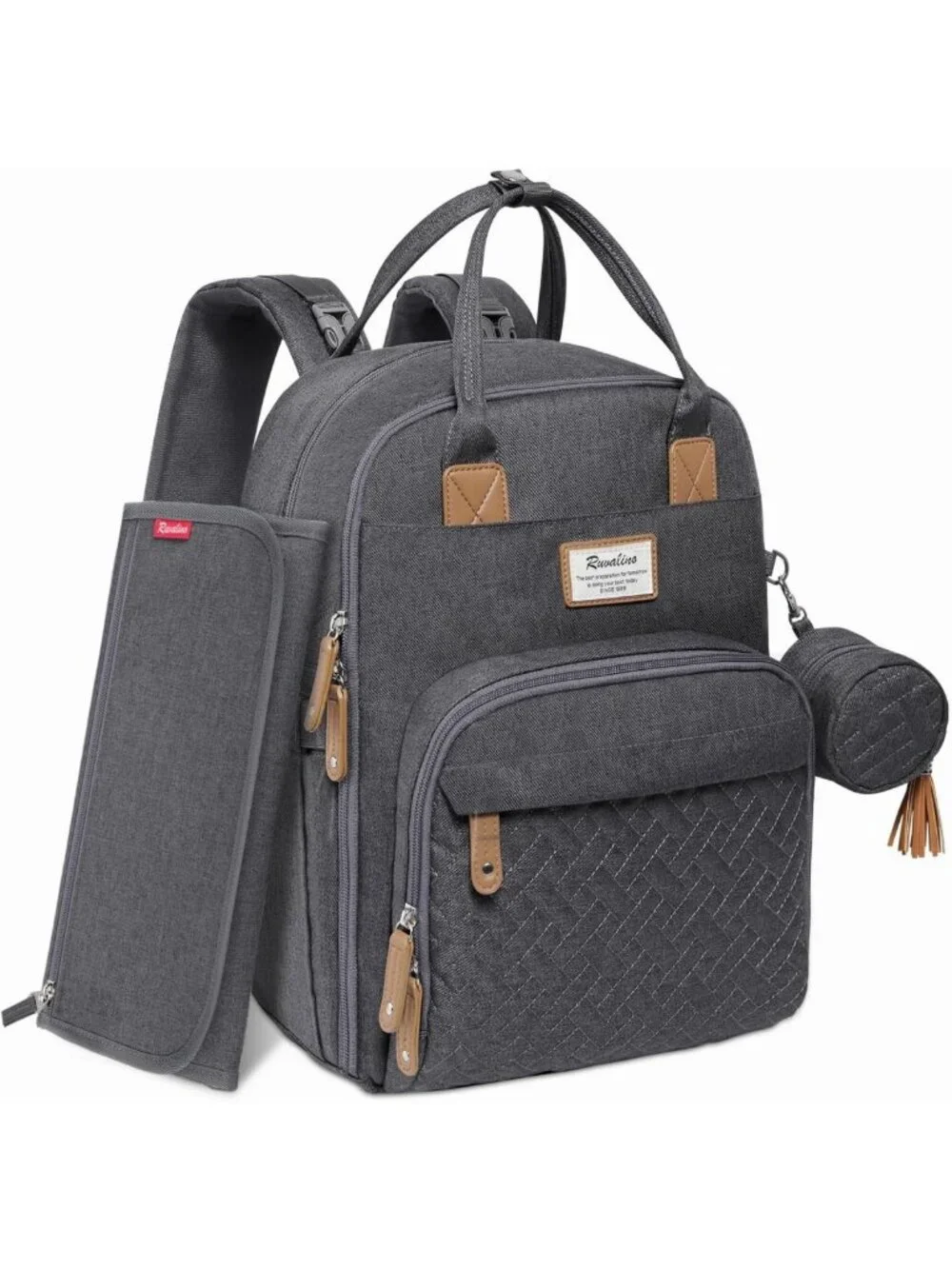 Multifunctional Diaper Bag Backpack, Large Capacity Waterproof Travel Bag, Dark